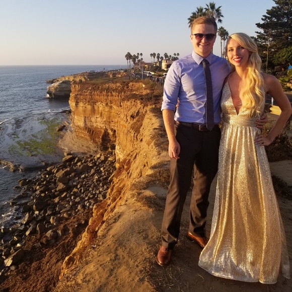 Lululs GILDED GODDESS GOLD MAXI DRESS - Picture 3 of 3